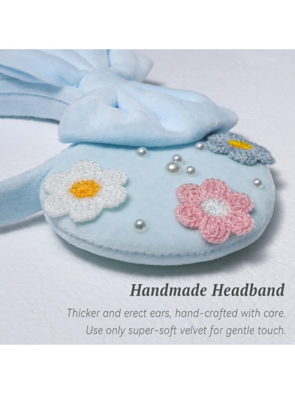 Women Baby Blue Polka Dots Festive Shiny Bow Sequin Mickey Mouse Headband - Picture 2 of 6